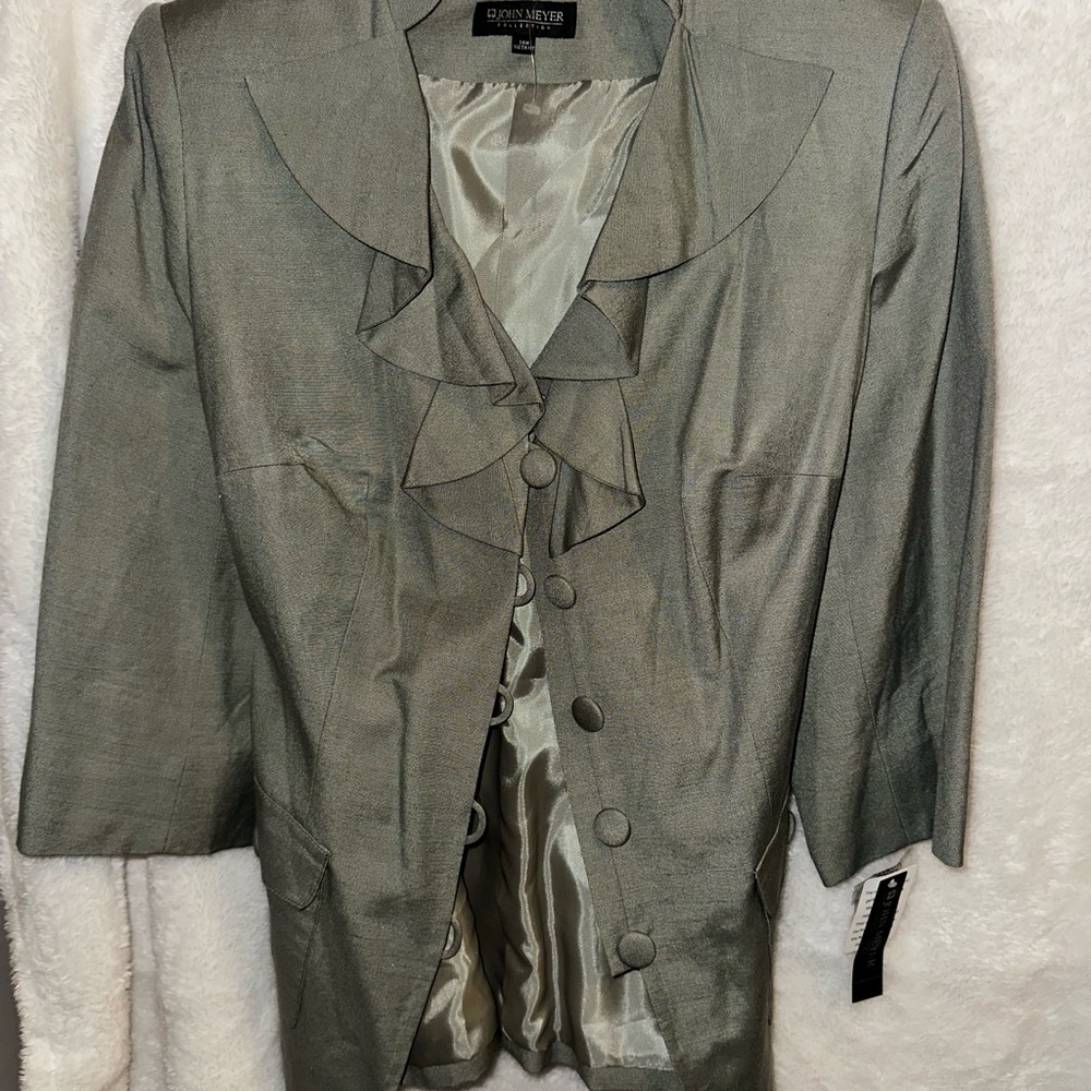John Meyer Sage Green Women's Pantsuit with Ruffle Detail